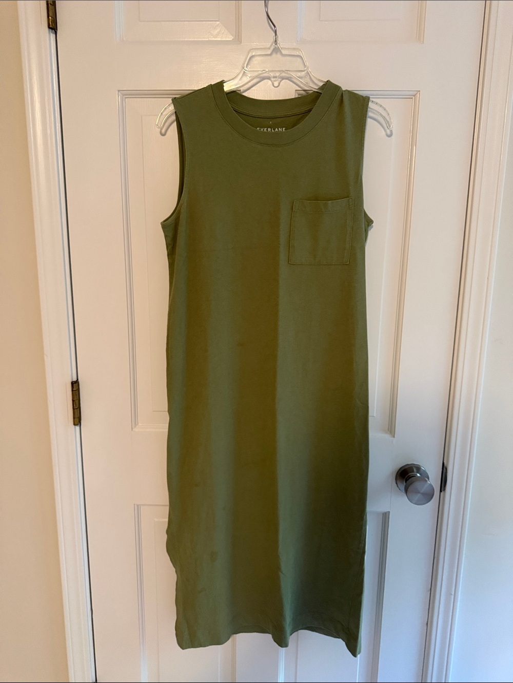 Everlane Olive Green Sleeveless Pocket Midi Dress